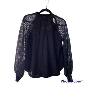 Free People black knit mock neck top